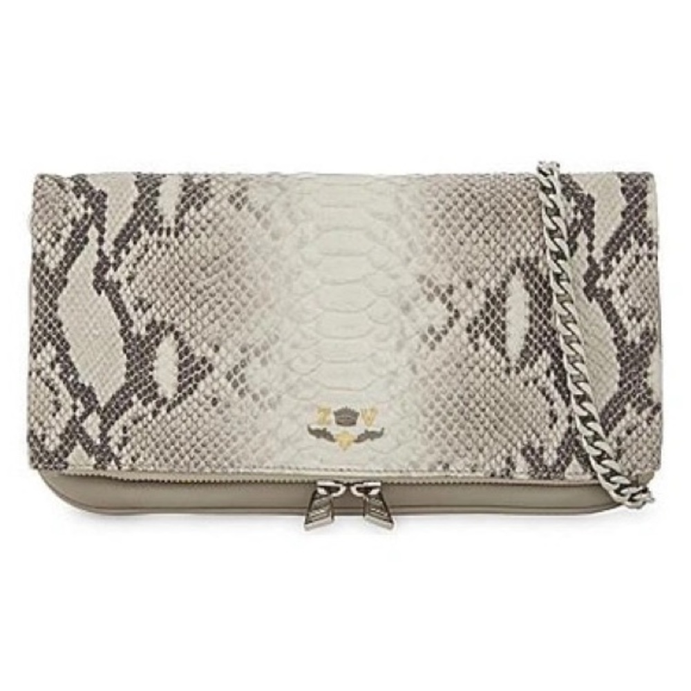 Iconic Rock Savage Clutch, Crossbody-Snake Skin-Effect Leather.